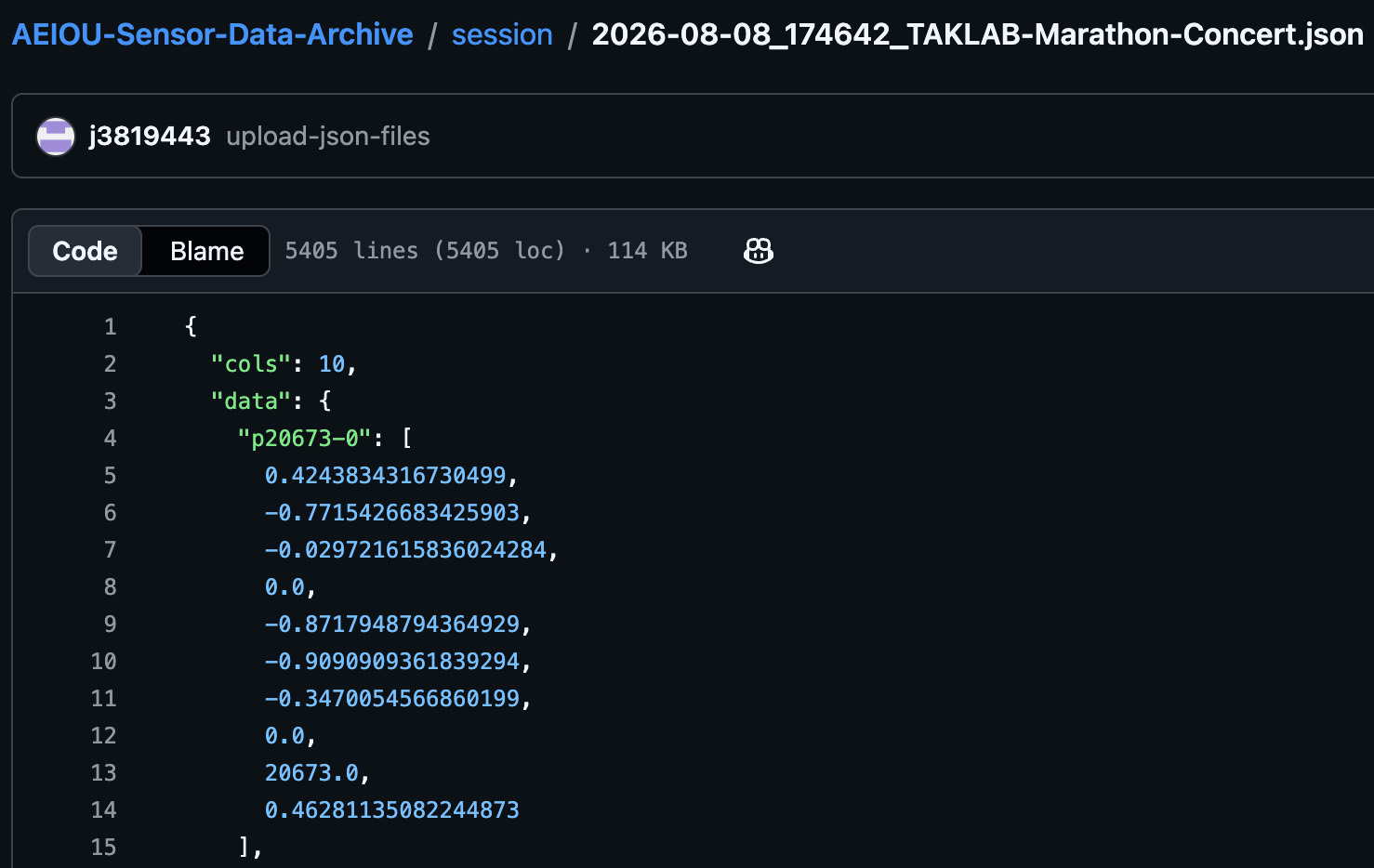 AEIOU sensor data archive deposited on github