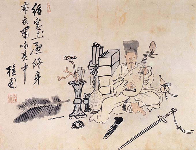 Kim Hong-do, scholar with a lute
