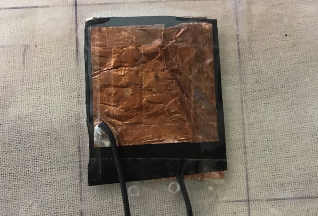 Copper tape layered over Velostat